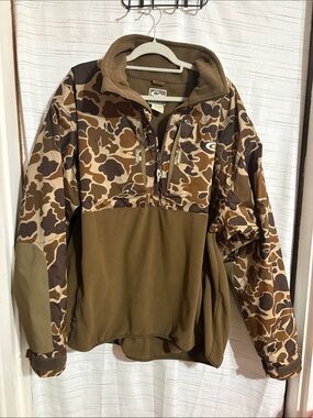 Drake Brown Camo Half-Zip Fleece Pullover